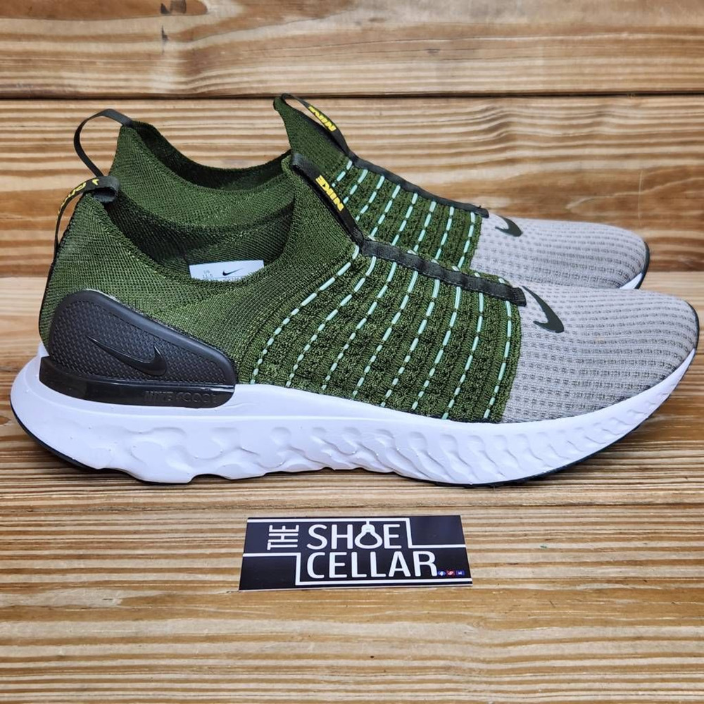 Nike Mens React Phantom Run Flyknit 2 Running Shoes Green DX2311-300 11M New - Picture 3 of 9